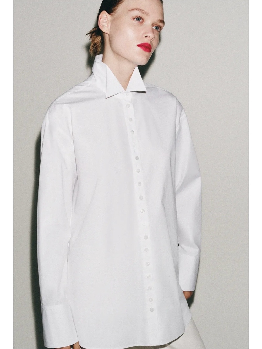 Zara Collection Classic White Poplin Shirt with Buttons